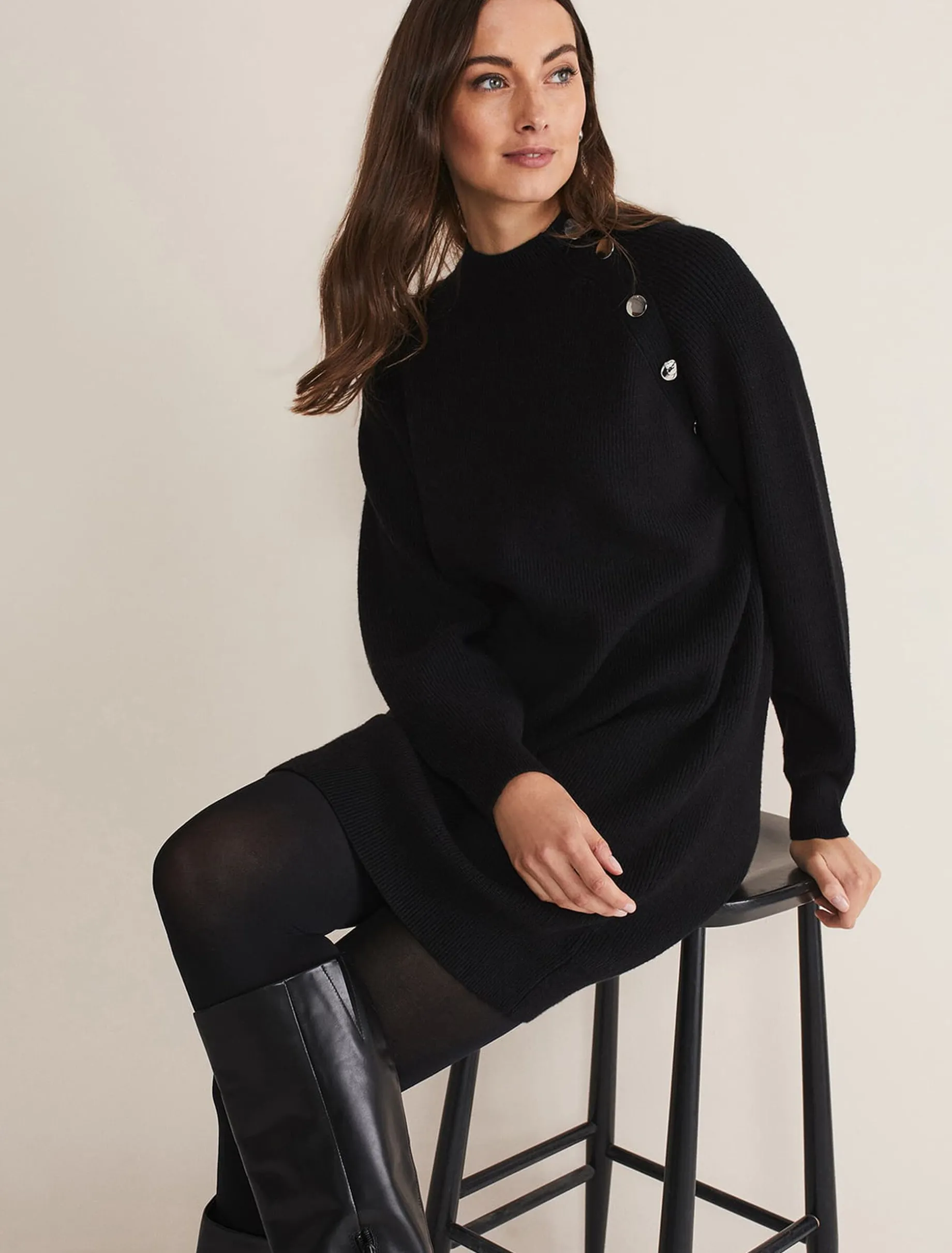 Reeva Cosy Button Detail Dress