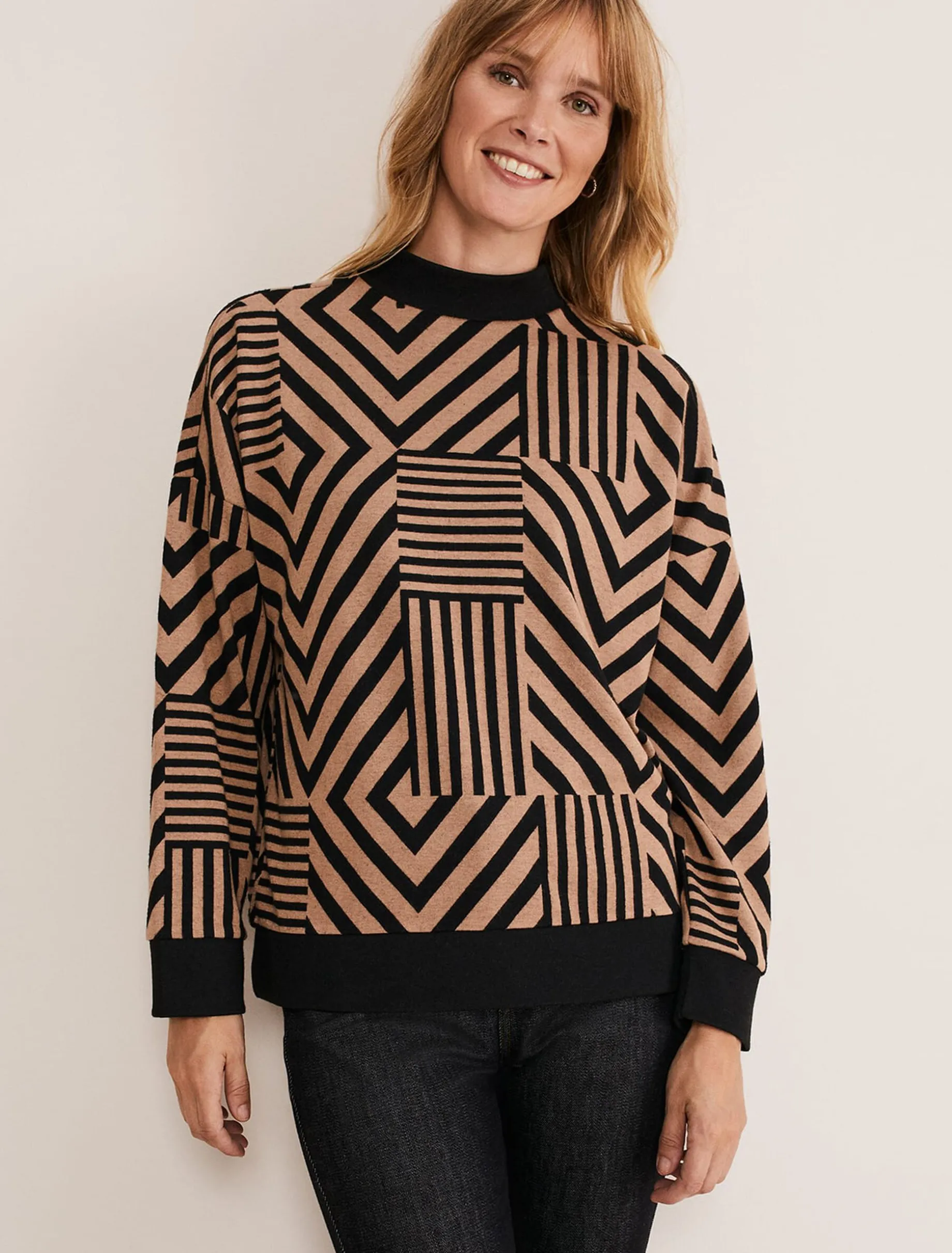 Renatta Patched Geo Jacquard Top
