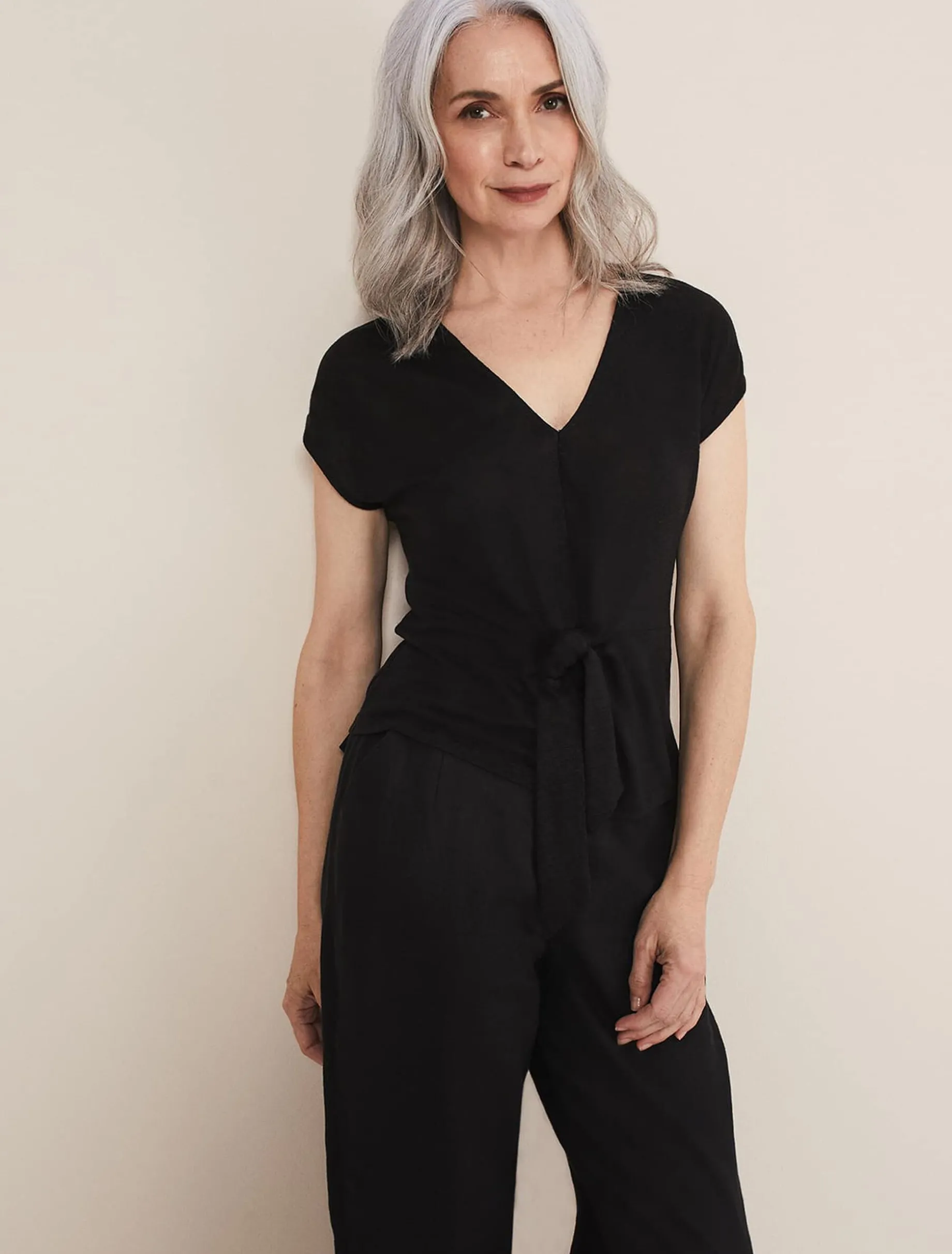 Reyna Linen Tie Front Top