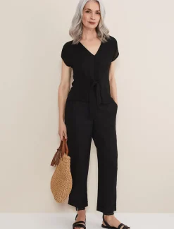 Reyna Linen Tie Front Top