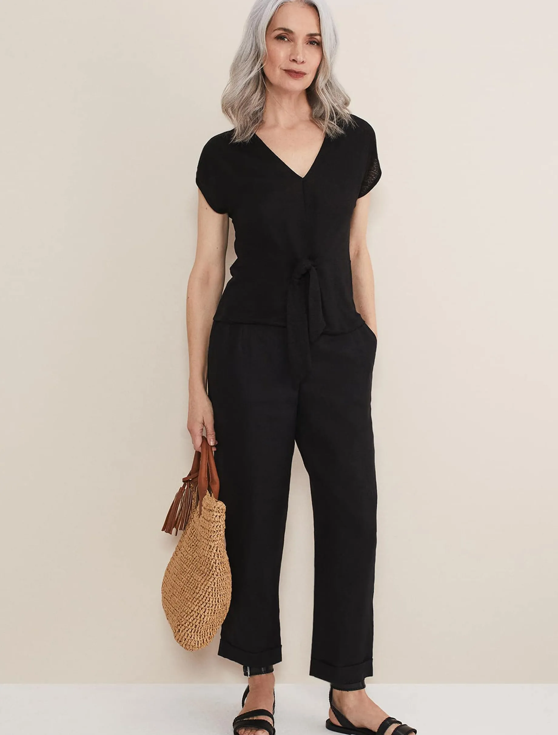 Reyna Linen Tie Front Top