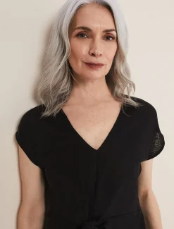 Reyna Linen Tie Front Top