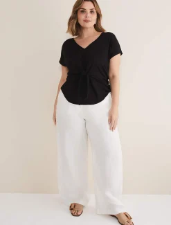 Reyna Linen Tie Front Top