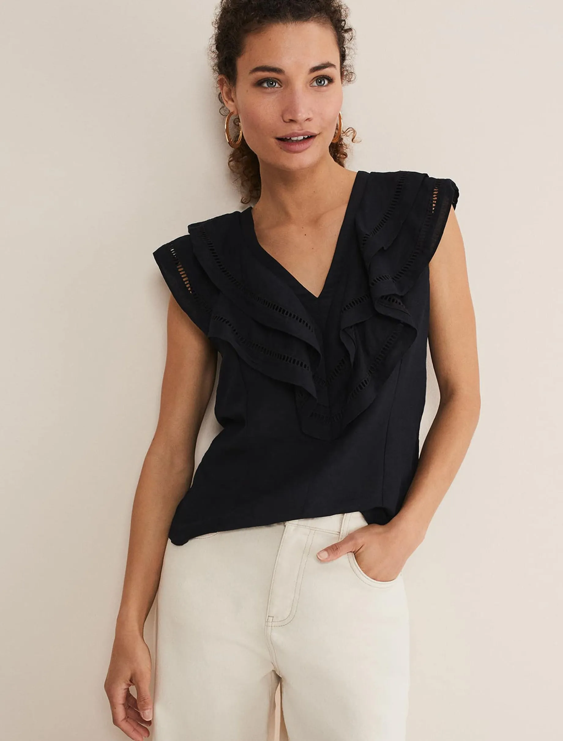 Rosey Linen Ruffle Blouse