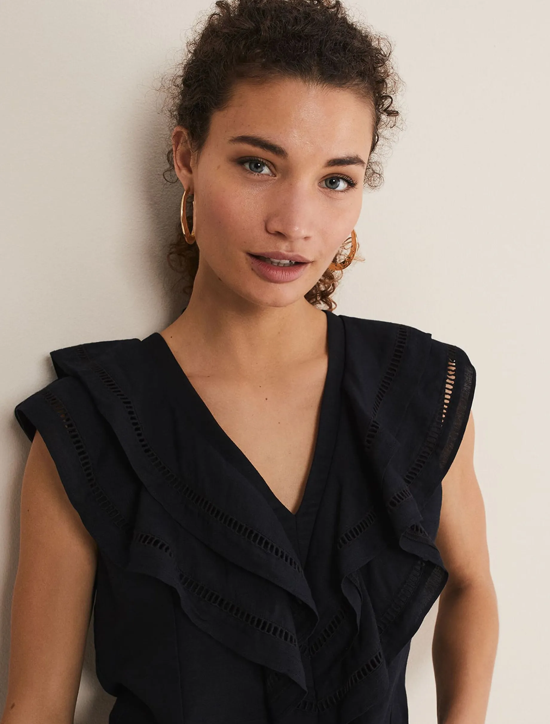 Rosey Linen Ruffle Blouse