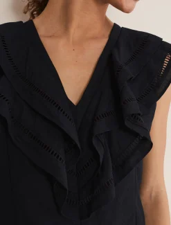 Rosey Linen Ruffle Blouse