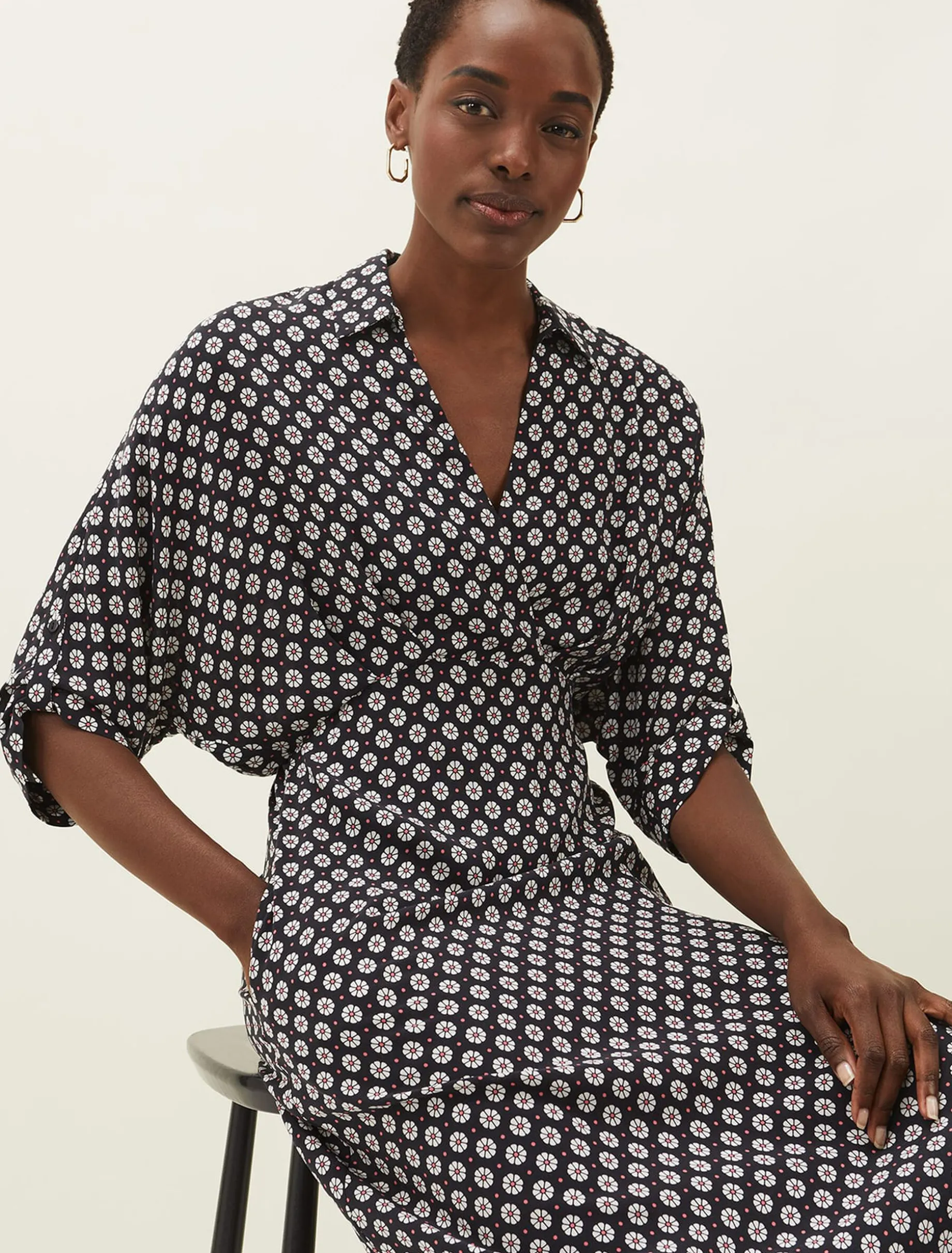 Ryleigh Geometric Print Midi Dress