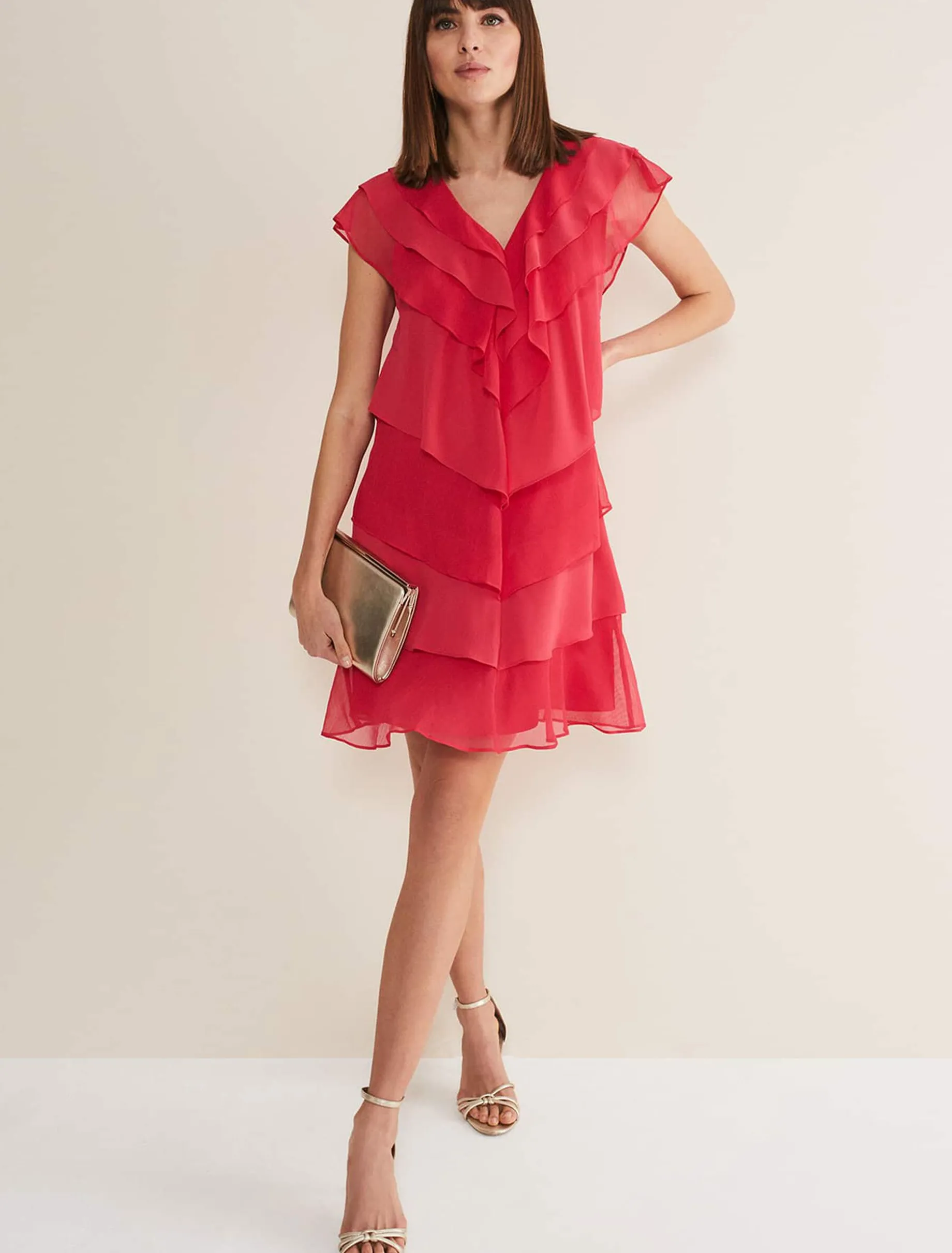 Sage Pleated Ruffle Mini Dress