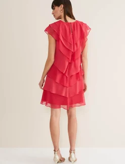 Sage Pleated Ruffle Mini Dress