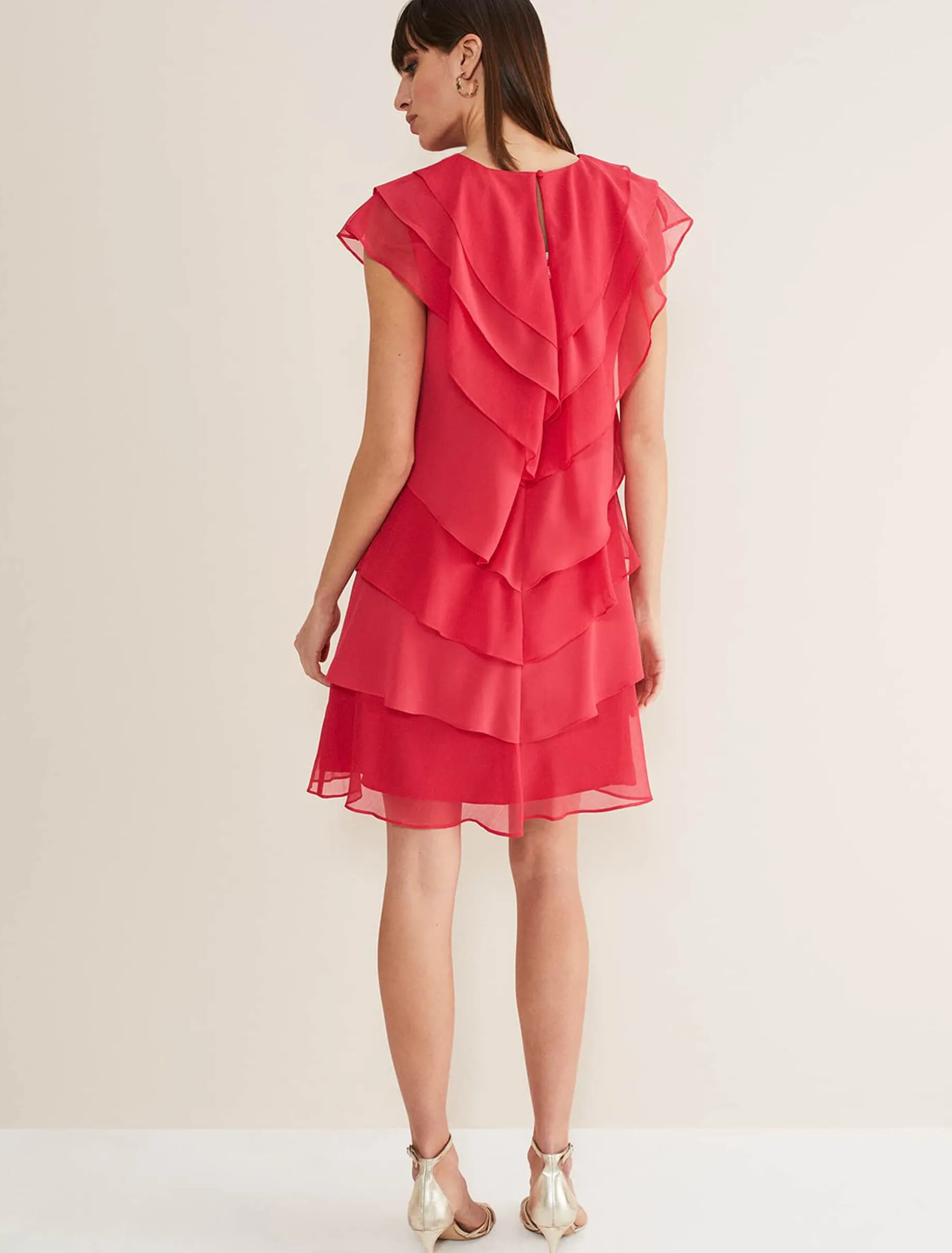 Sage Pleated Ruffle Mini Dress
