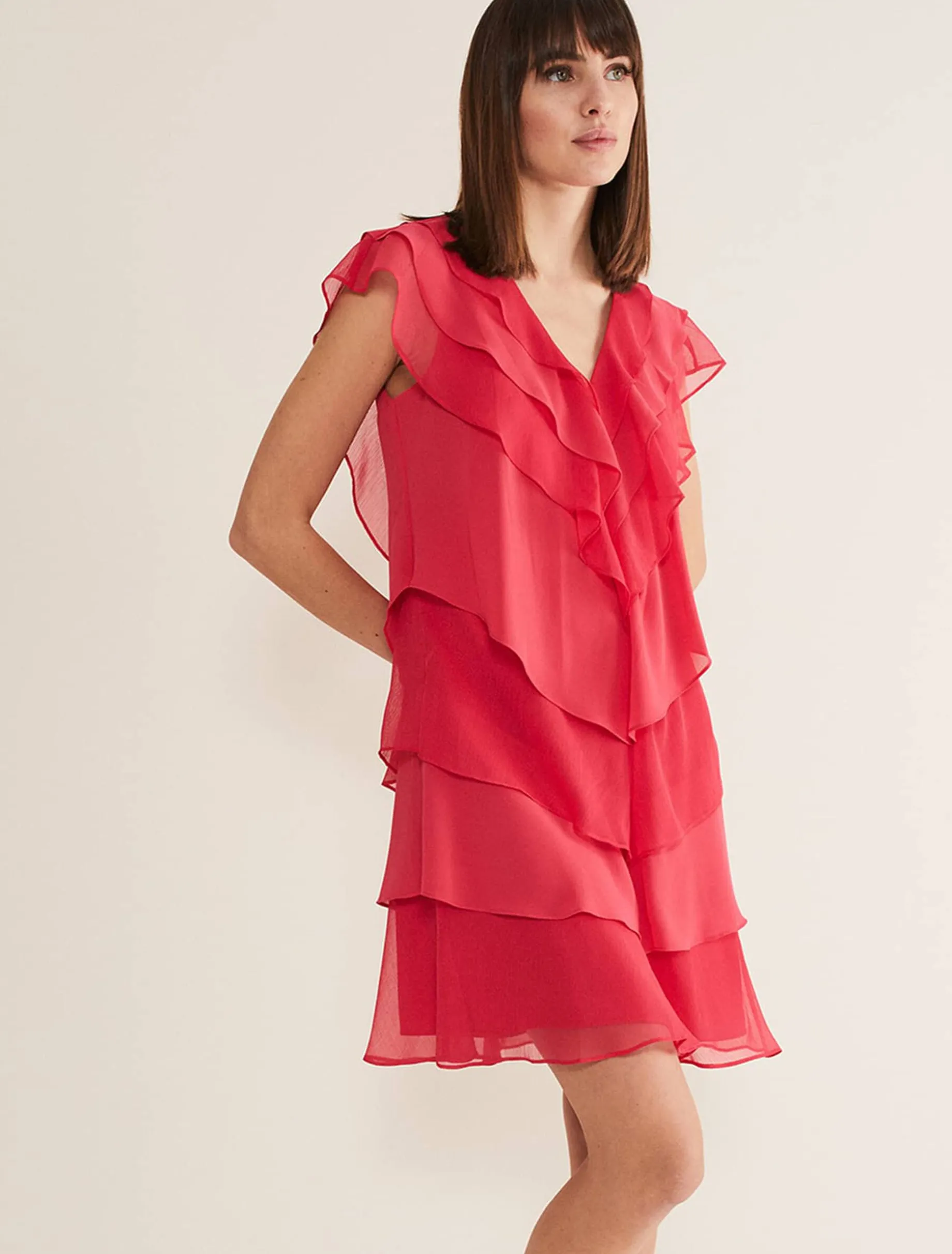 Sage Pleated Ruffle Mini Dress