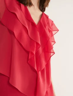 Sage Pleated Ruffle Mini Dress