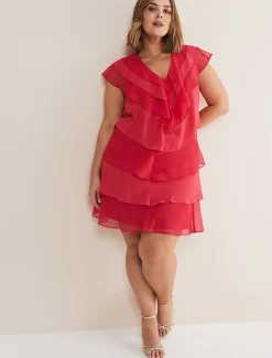 Sage Pleated Ruffle Mini Dress