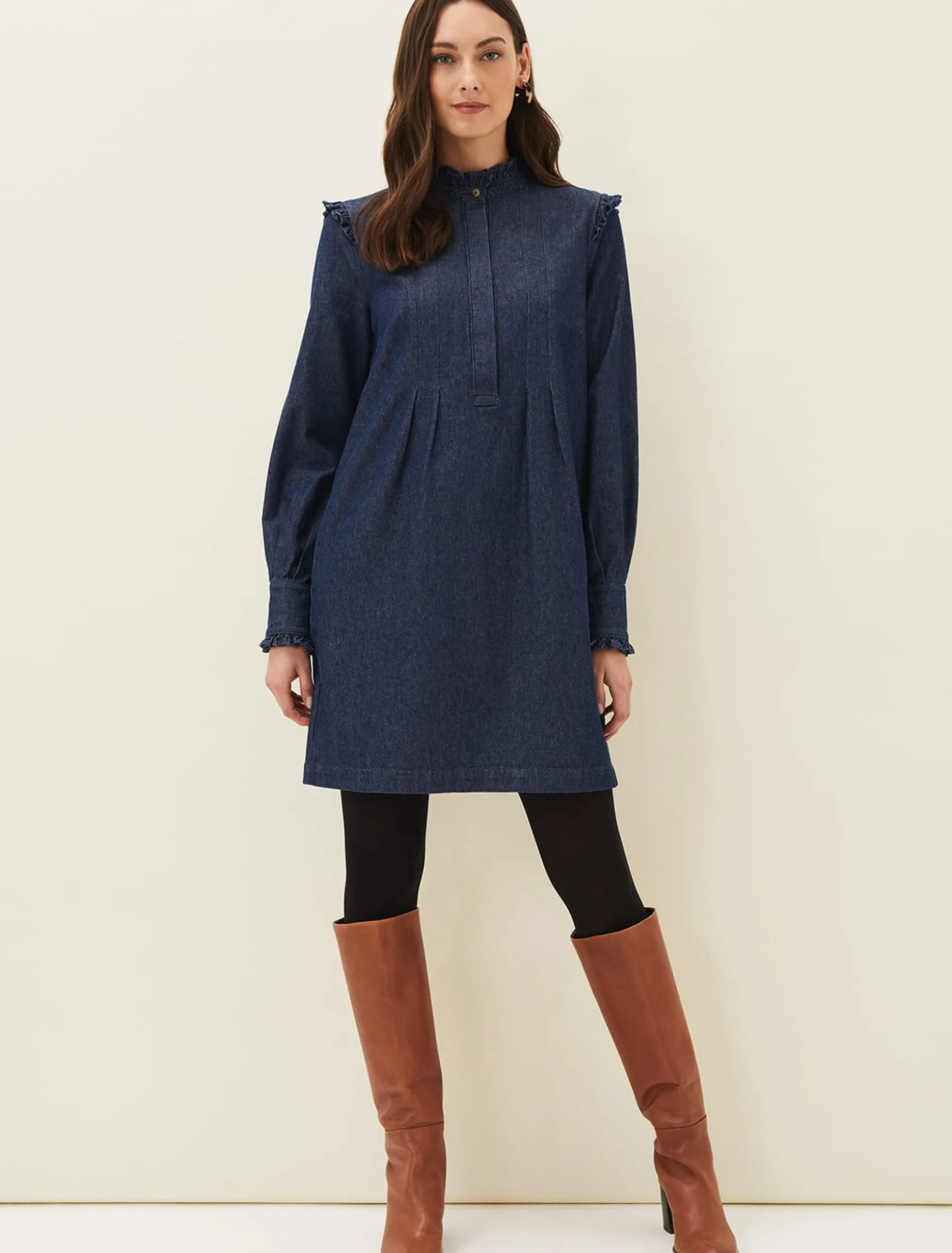 Saige Denim Frill Detail Dress