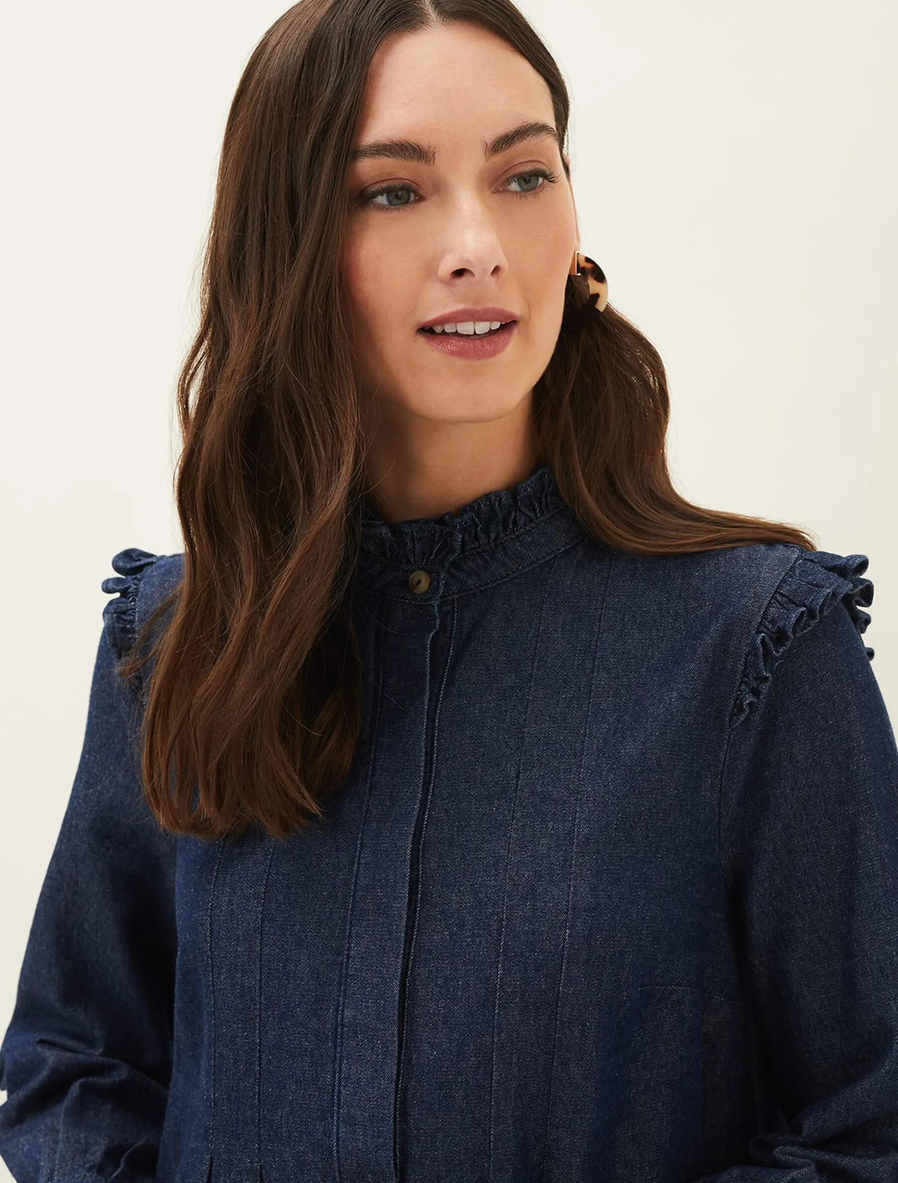 Saige Denim Frill Detail Dress
