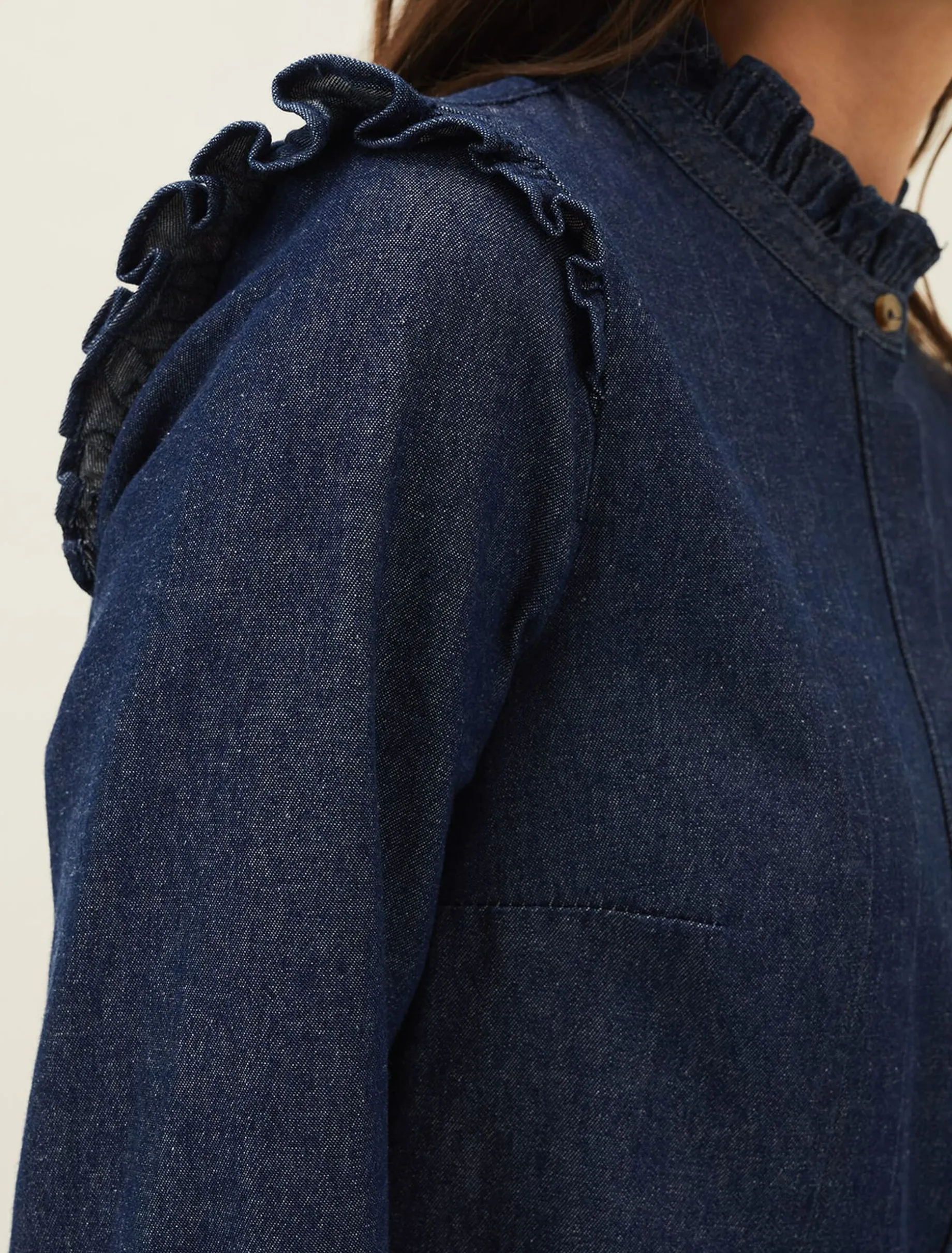 Saige Denim Frill Detail Dress