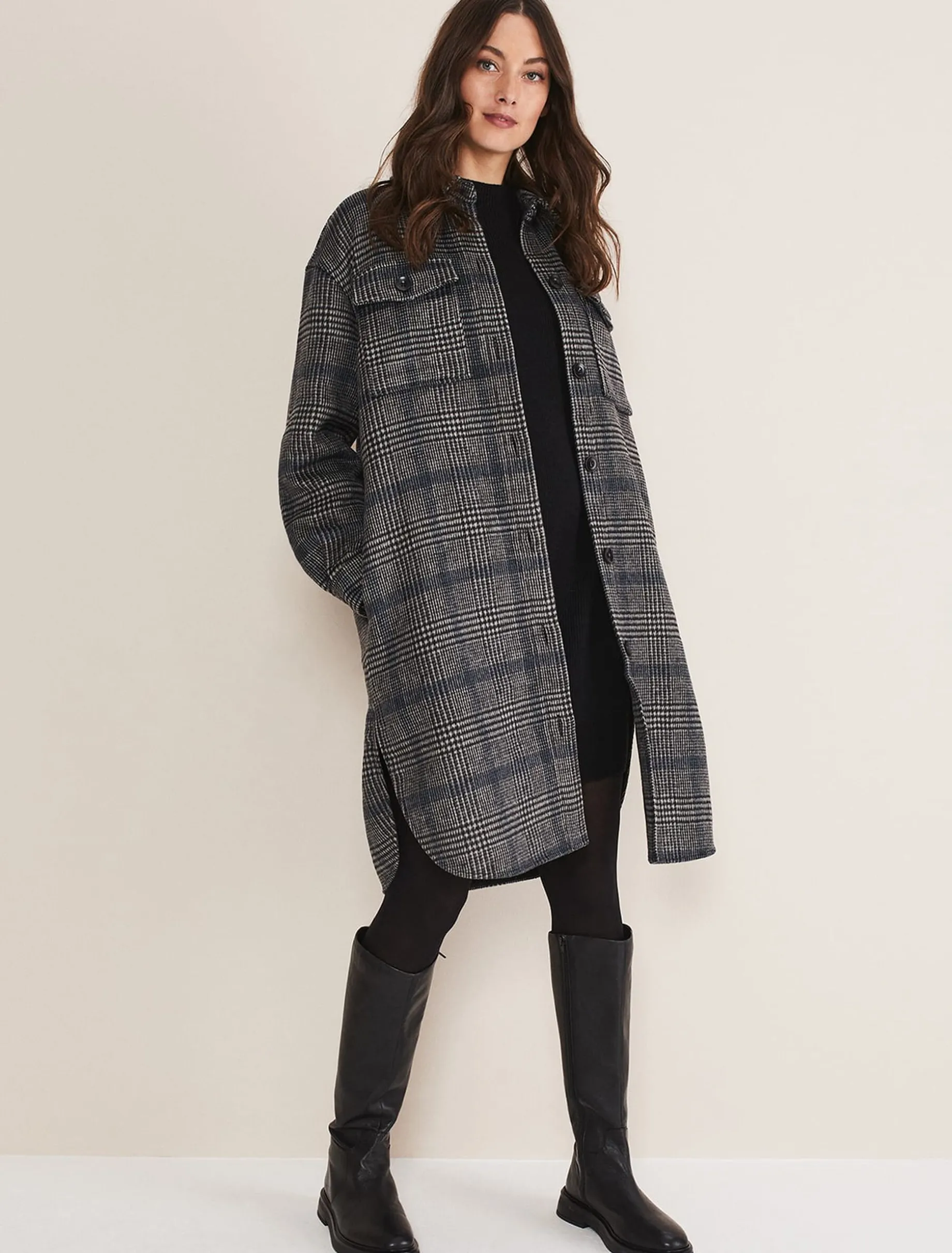 Sarina Check Longline Shacket