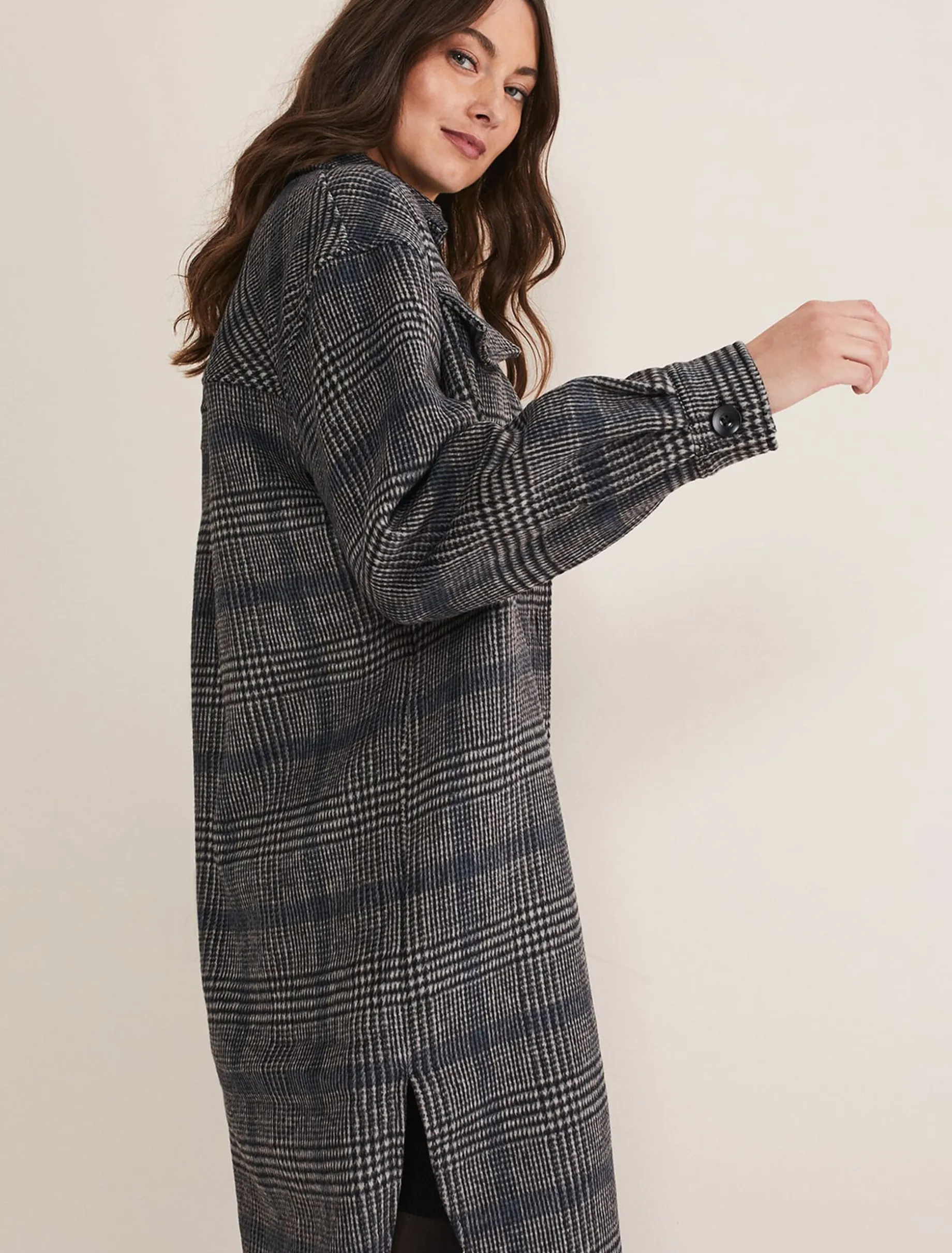Sarina Check Longline Shacket
