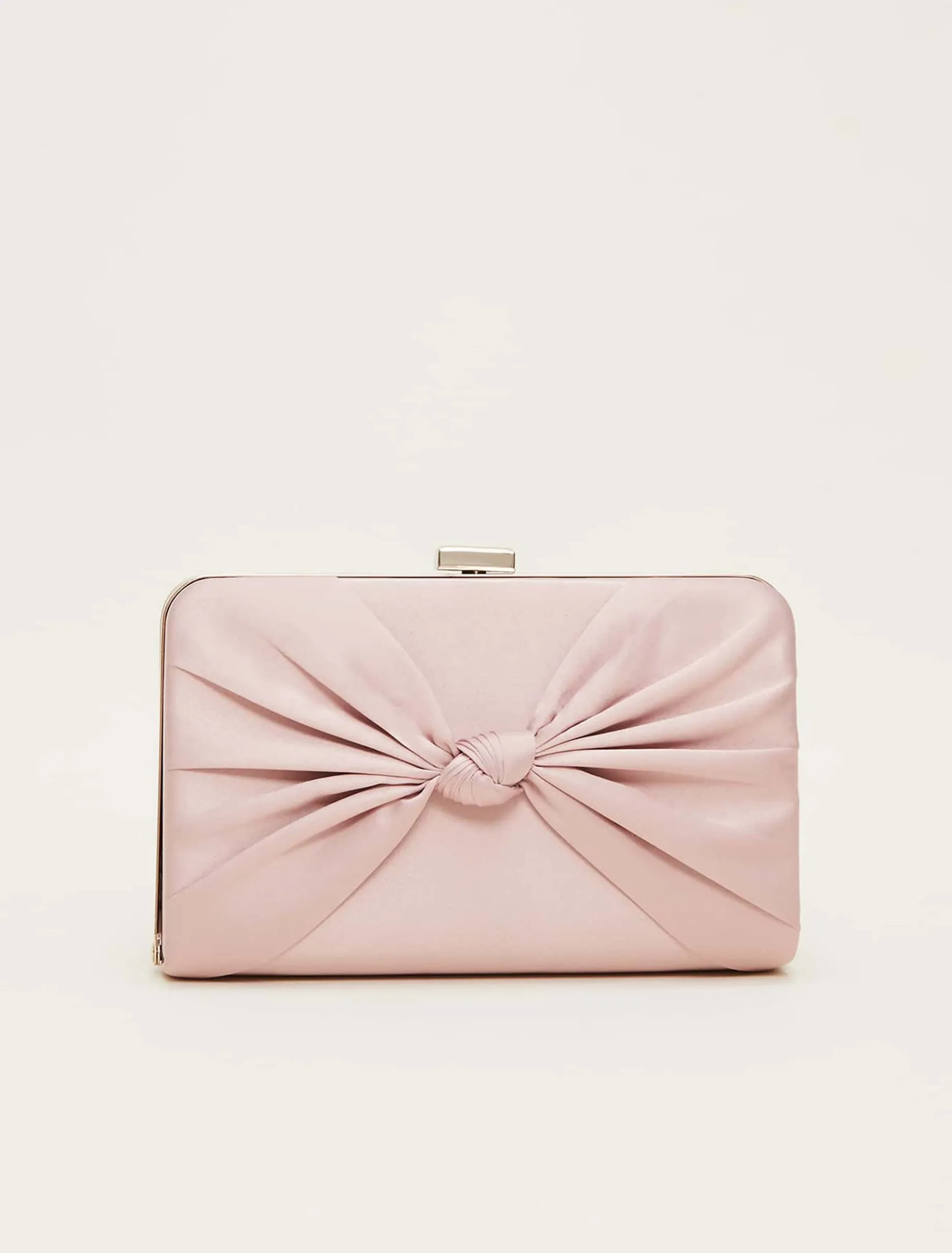 Satin Knot Front Box Clutch