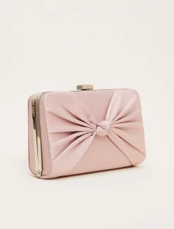 Satin Knot Front Box Clutch