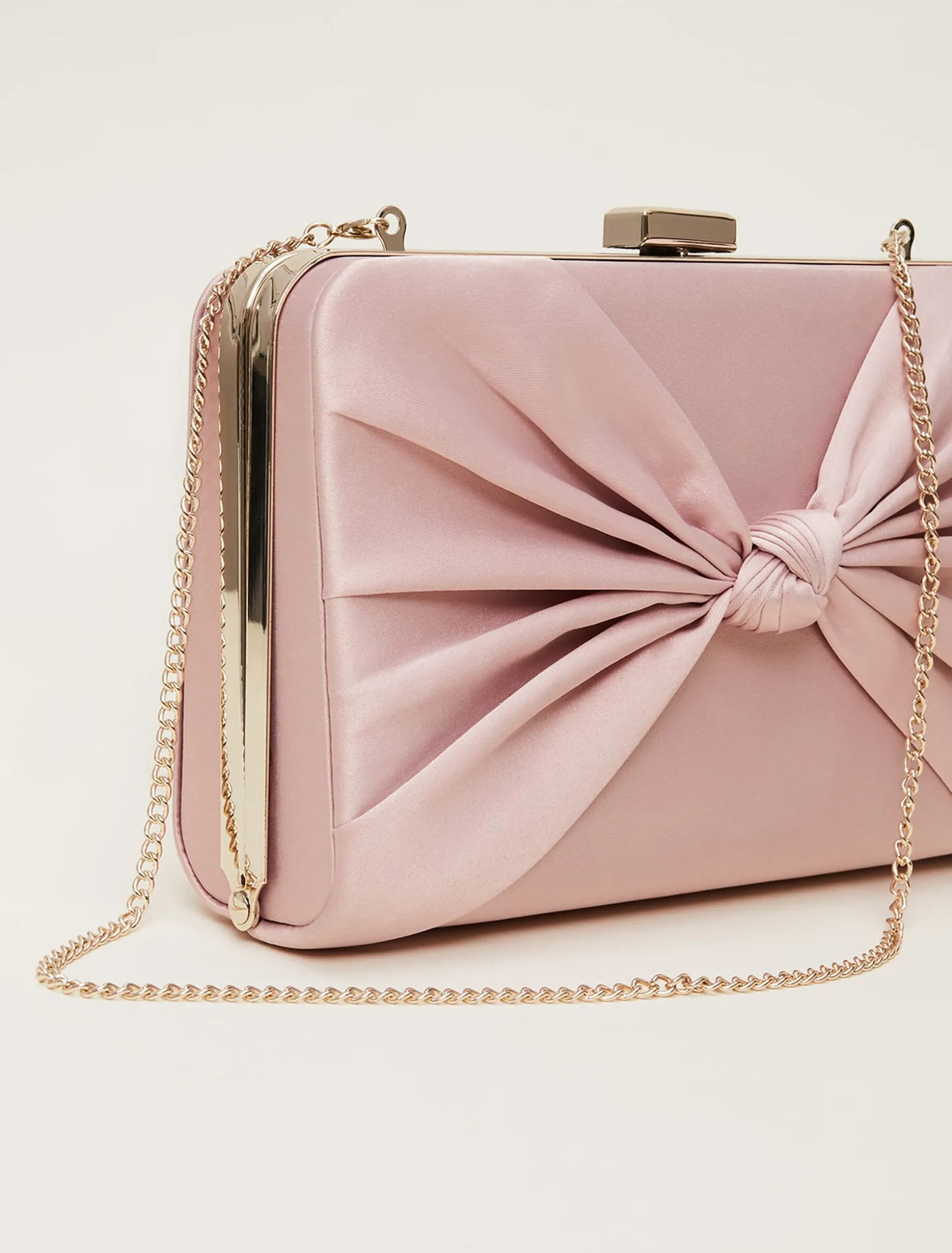 Satin Knot Front Box Clutch