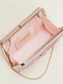 Satin Knot Front Box Clutch