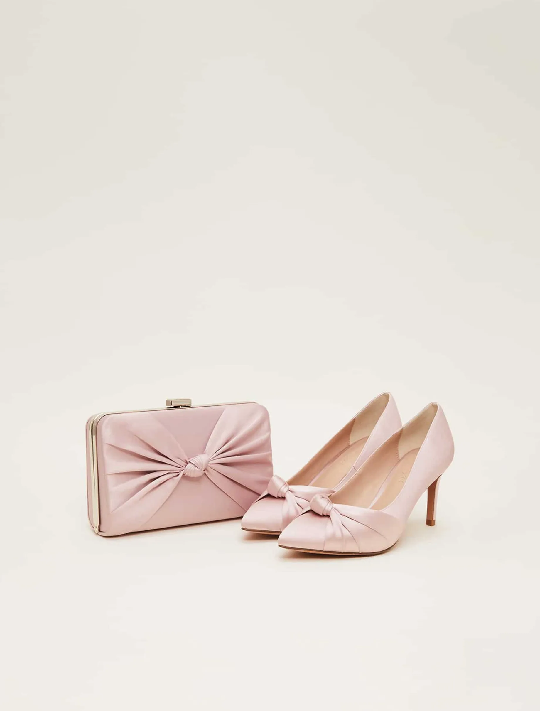 Satin Knot Front Box Clutch