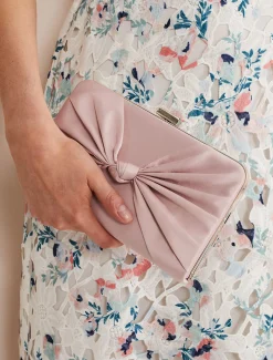 Satin Knot Front Box Clutch