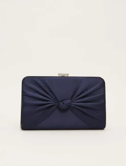 Satin Knot Front Box Clutch