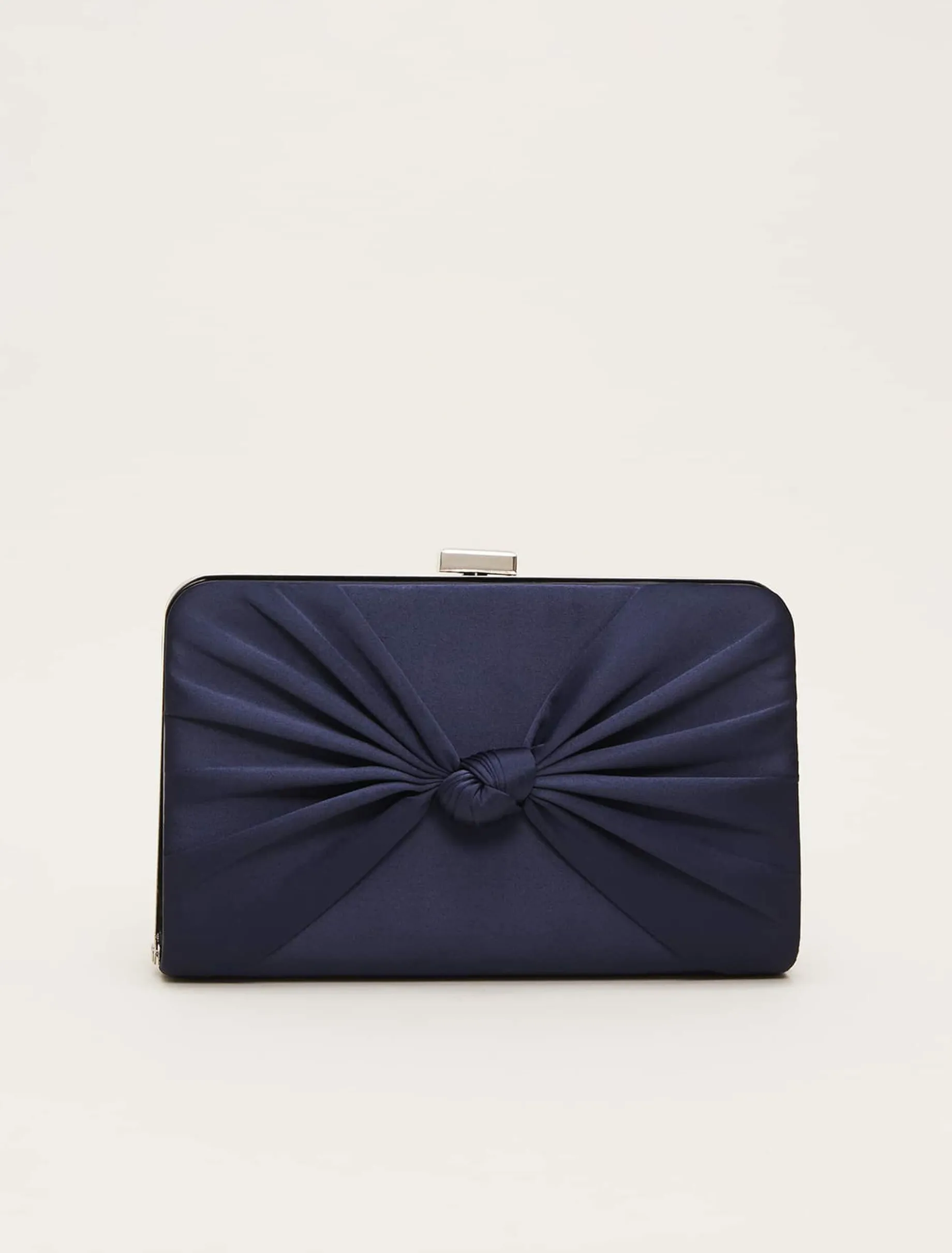 Satin Knot Front Box Clutch