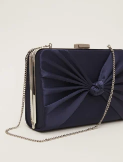 Satin Knot Front Box Clutch