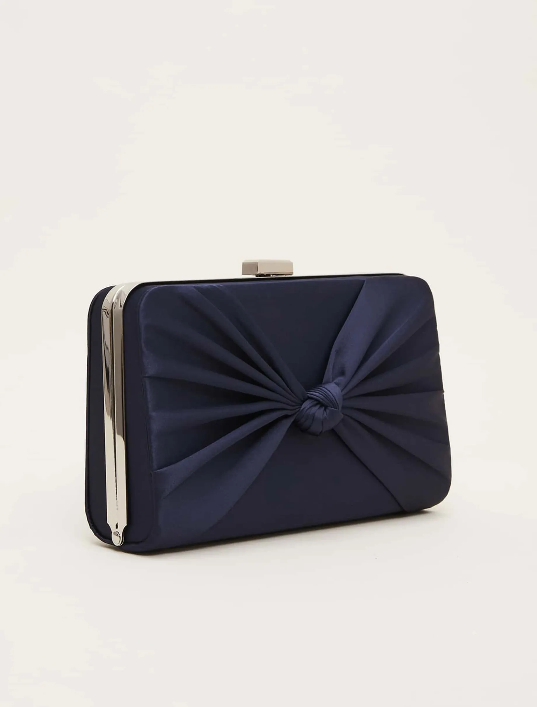 Satin Knot Front Box Clutch