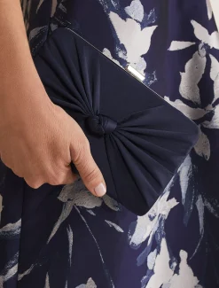 Satin Knot Front Box Clutch