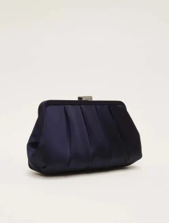 Satin Pleat Clutch Bag
