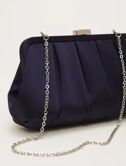 Satin Pleat Clutch Bag