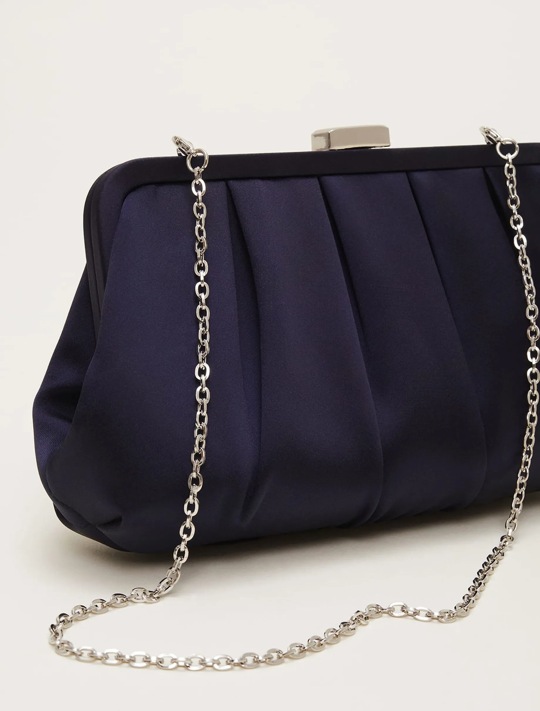 Satin Pleat Clutch Bag