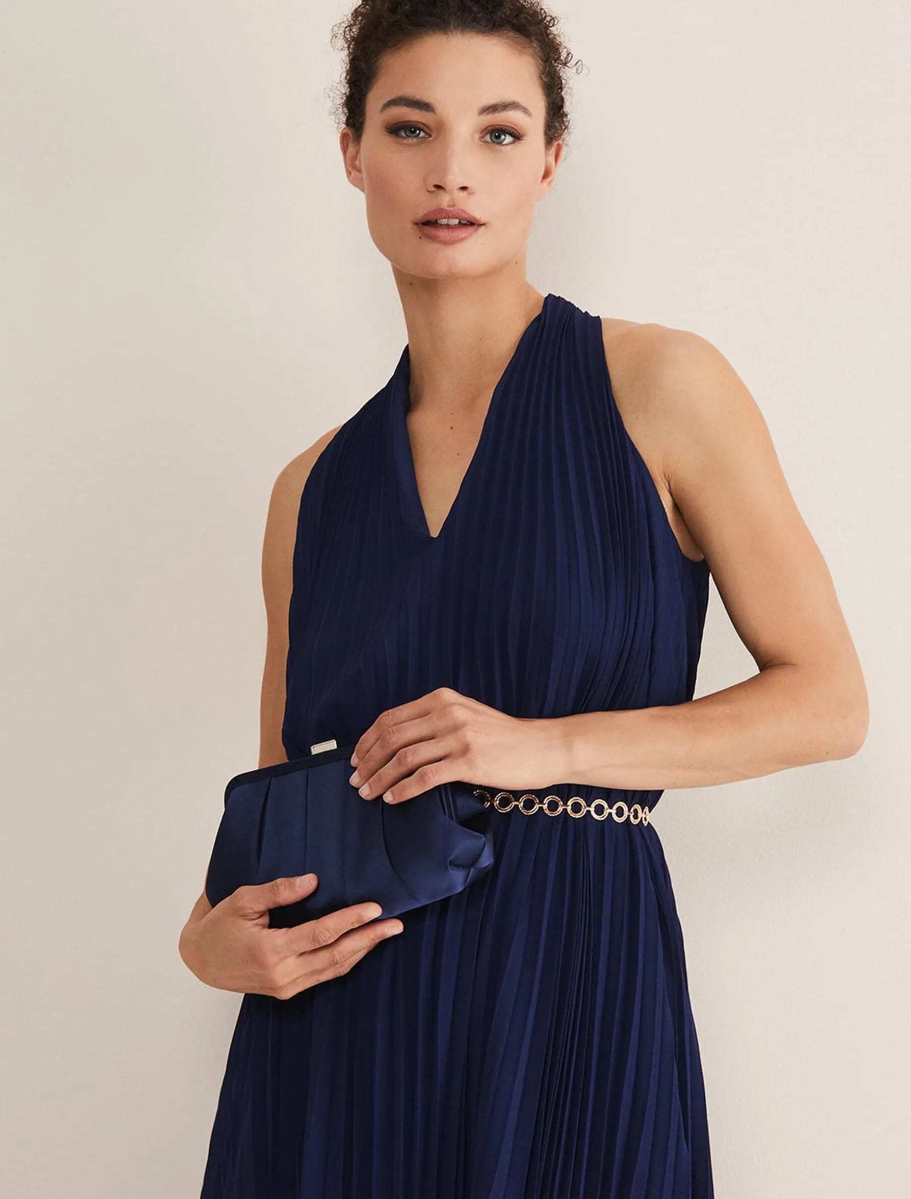 Satin Pleat Clutch Bag