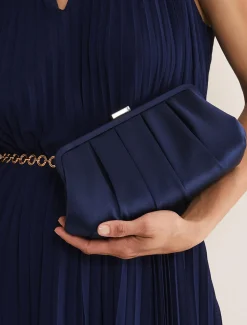 Satin Pleat Clutch Bag