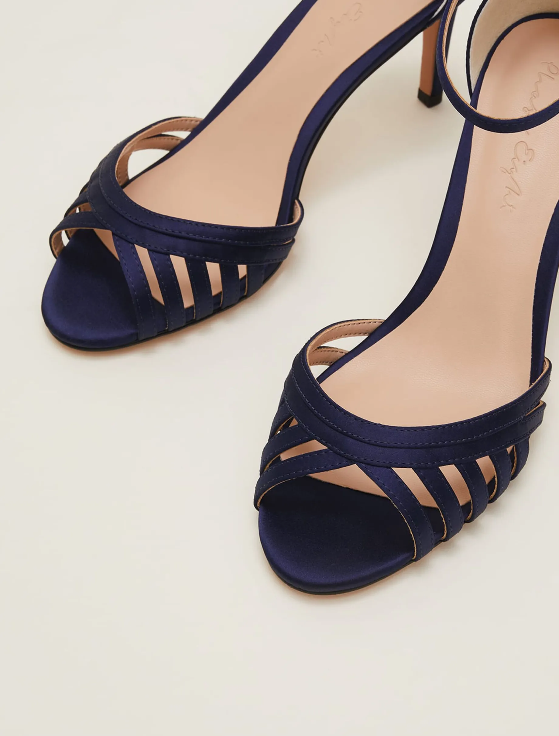Satin Strappy Heeled Sandals