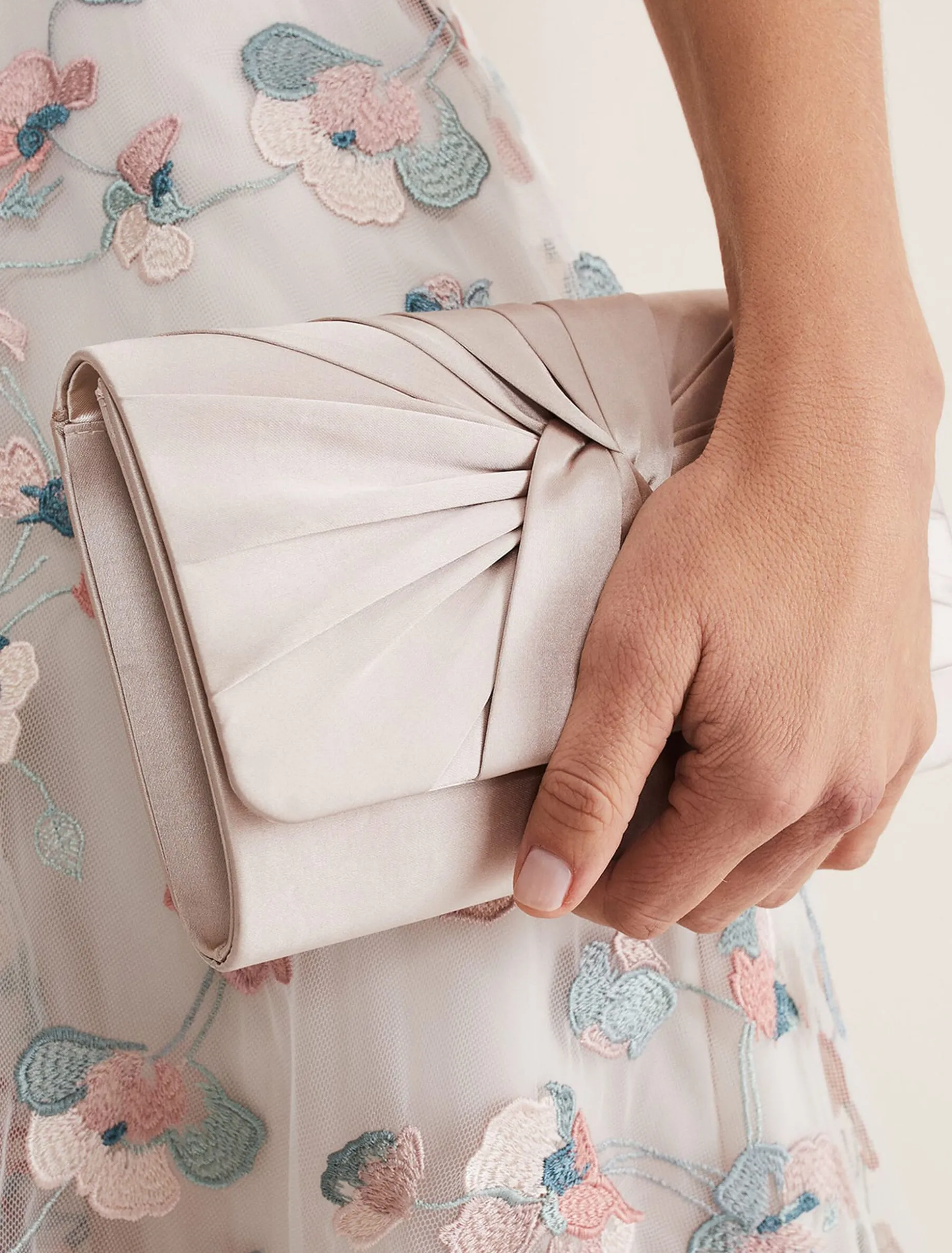 Satin Twist Clutch Bag