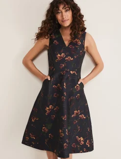 Savannah Jacquard Floral Fit And Flare Dress