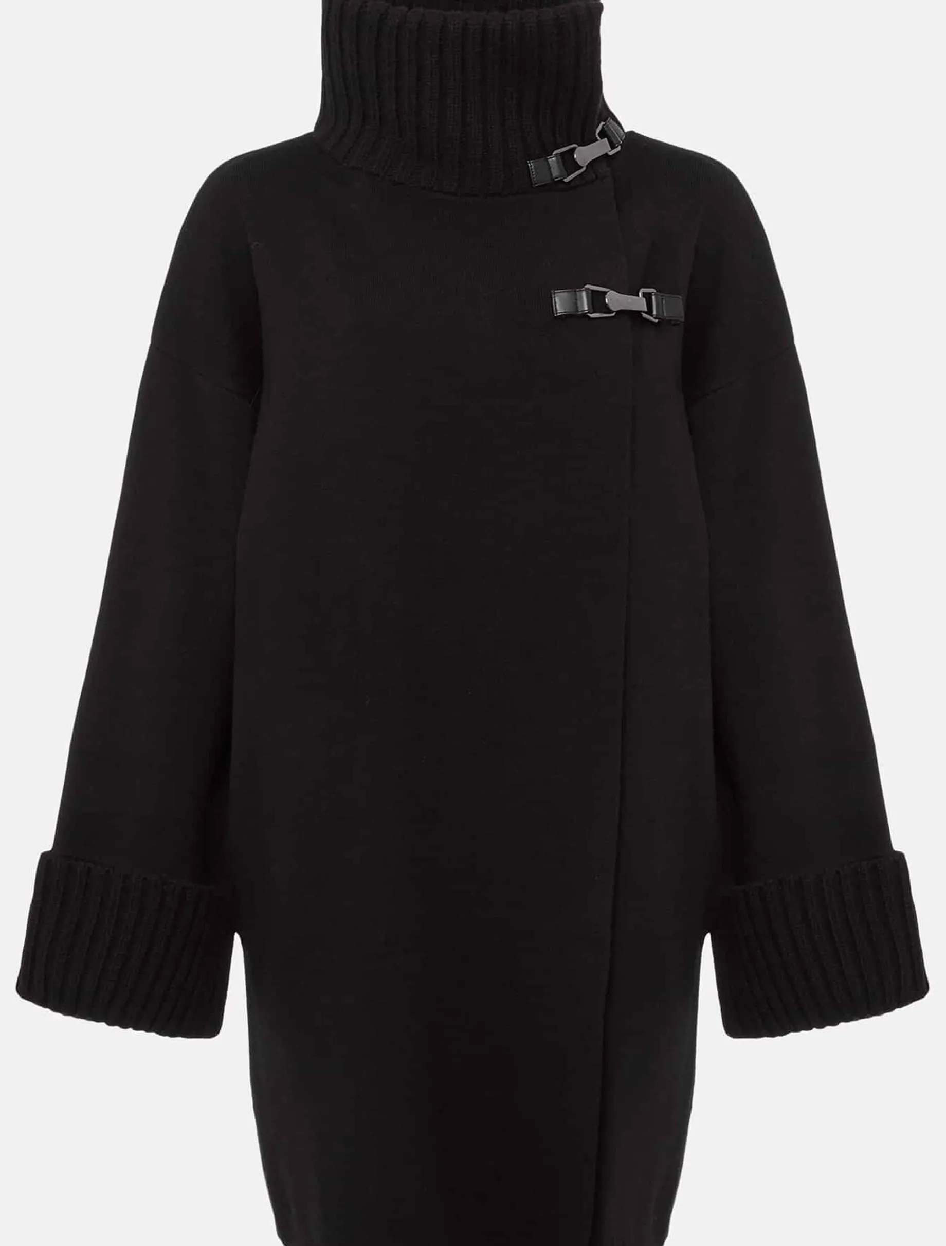 Seama Buckle Trim Knit Coat