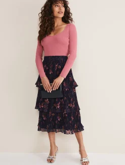 Selena Tiered Printed Skirt