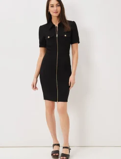 Shaden Zip Front Ponte Dress