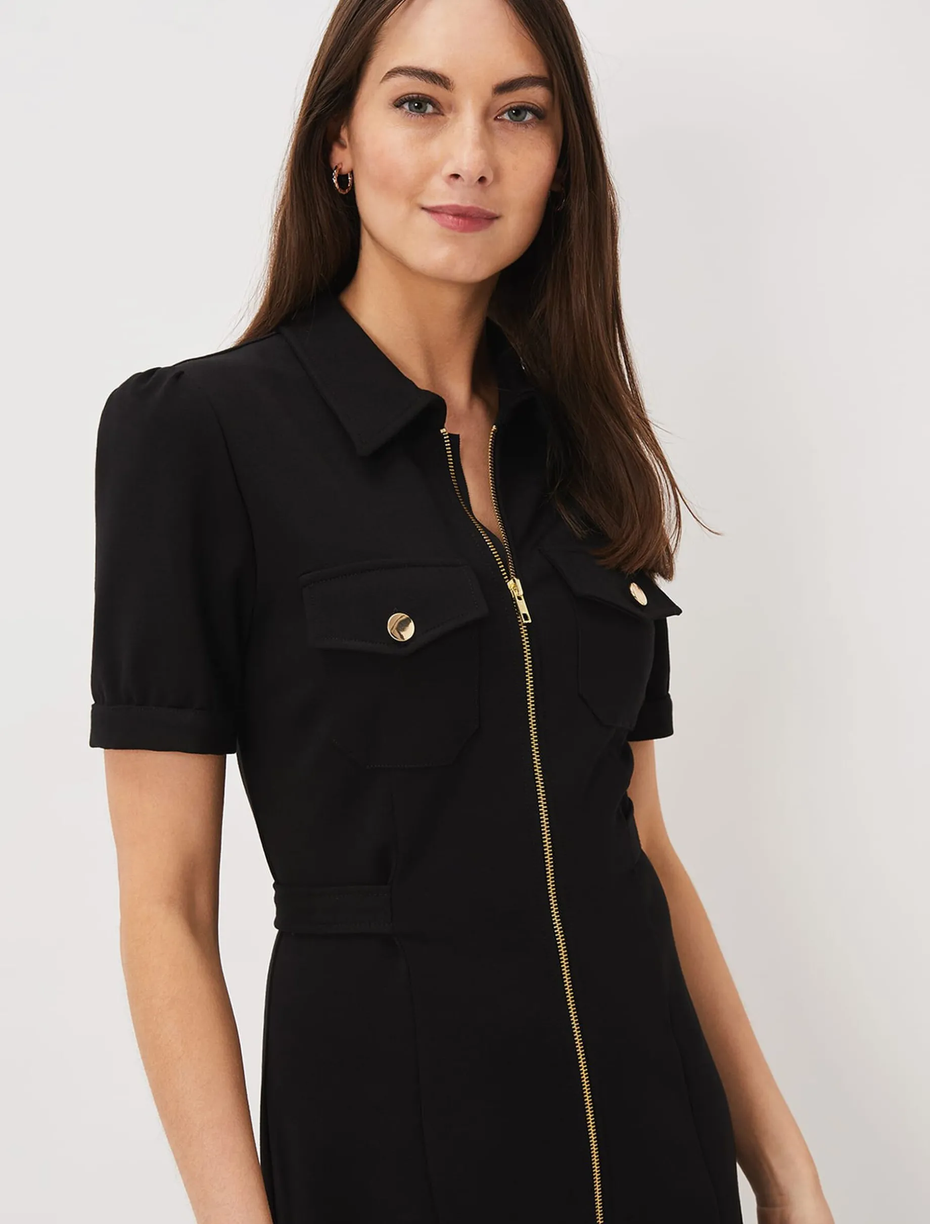 Shaden Zip Front Ponte Dress