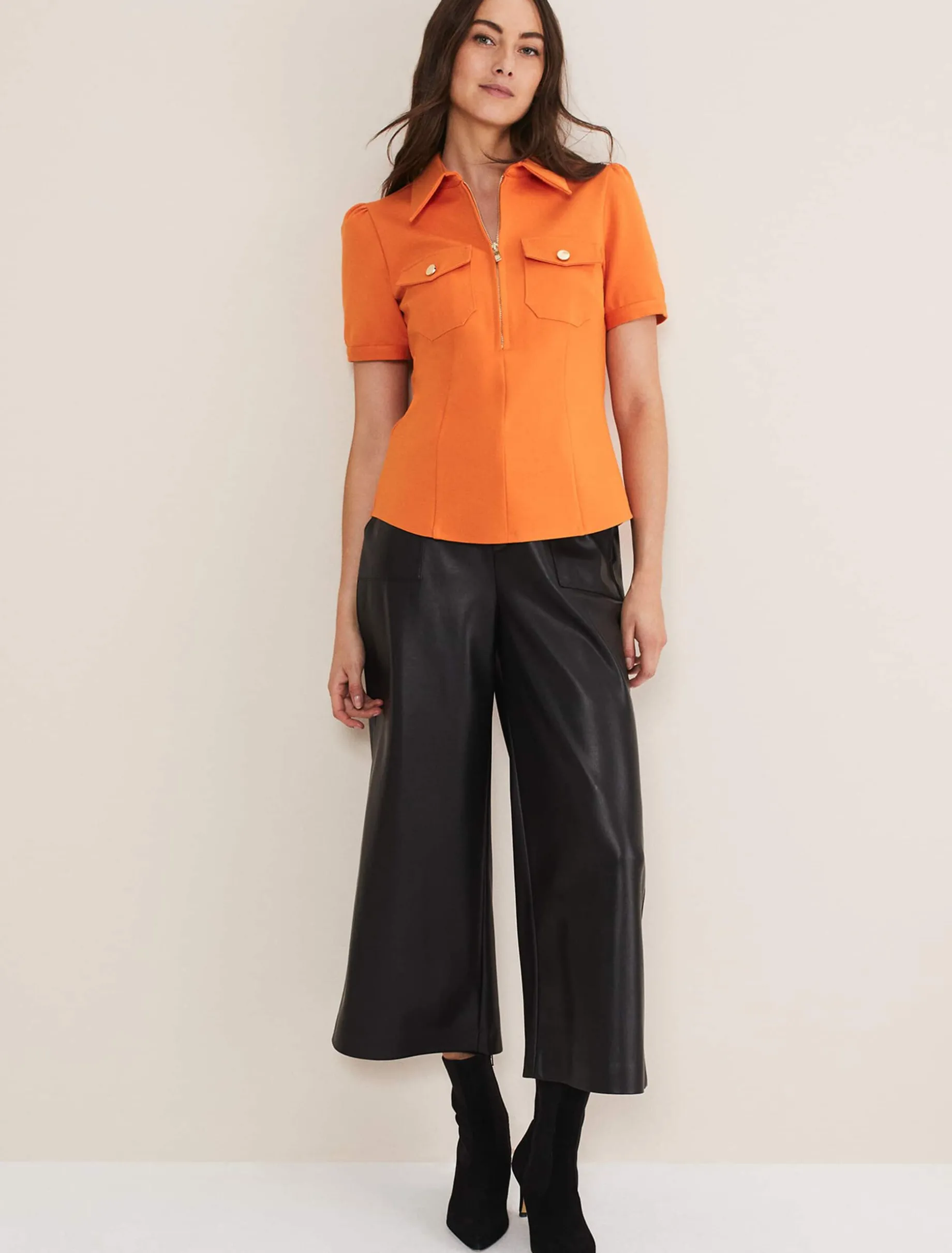 Shaden Zip Front Ponte Top
