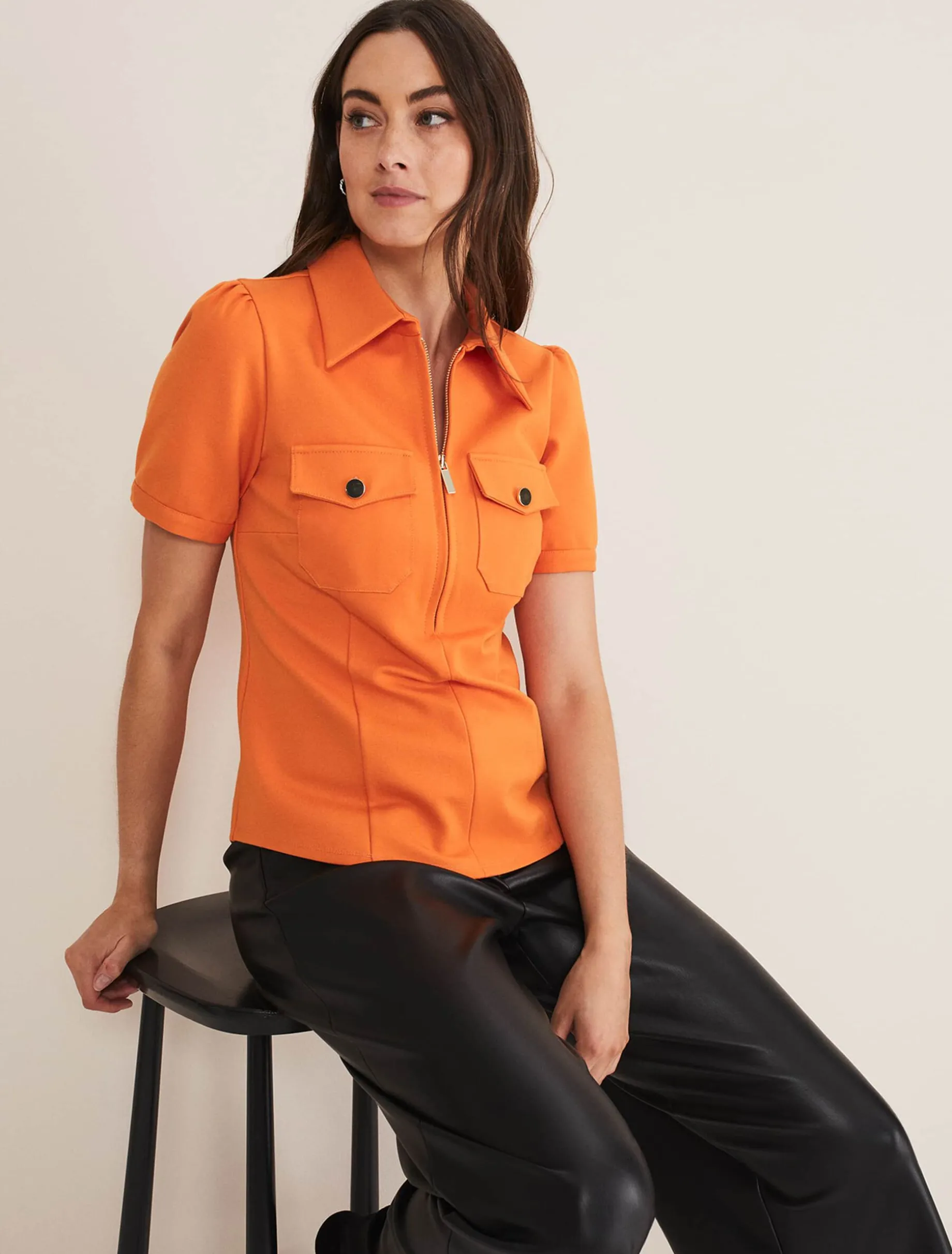 Shaden Zip Front Ponte Top