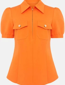 Shaden Zip Front Ponte Top