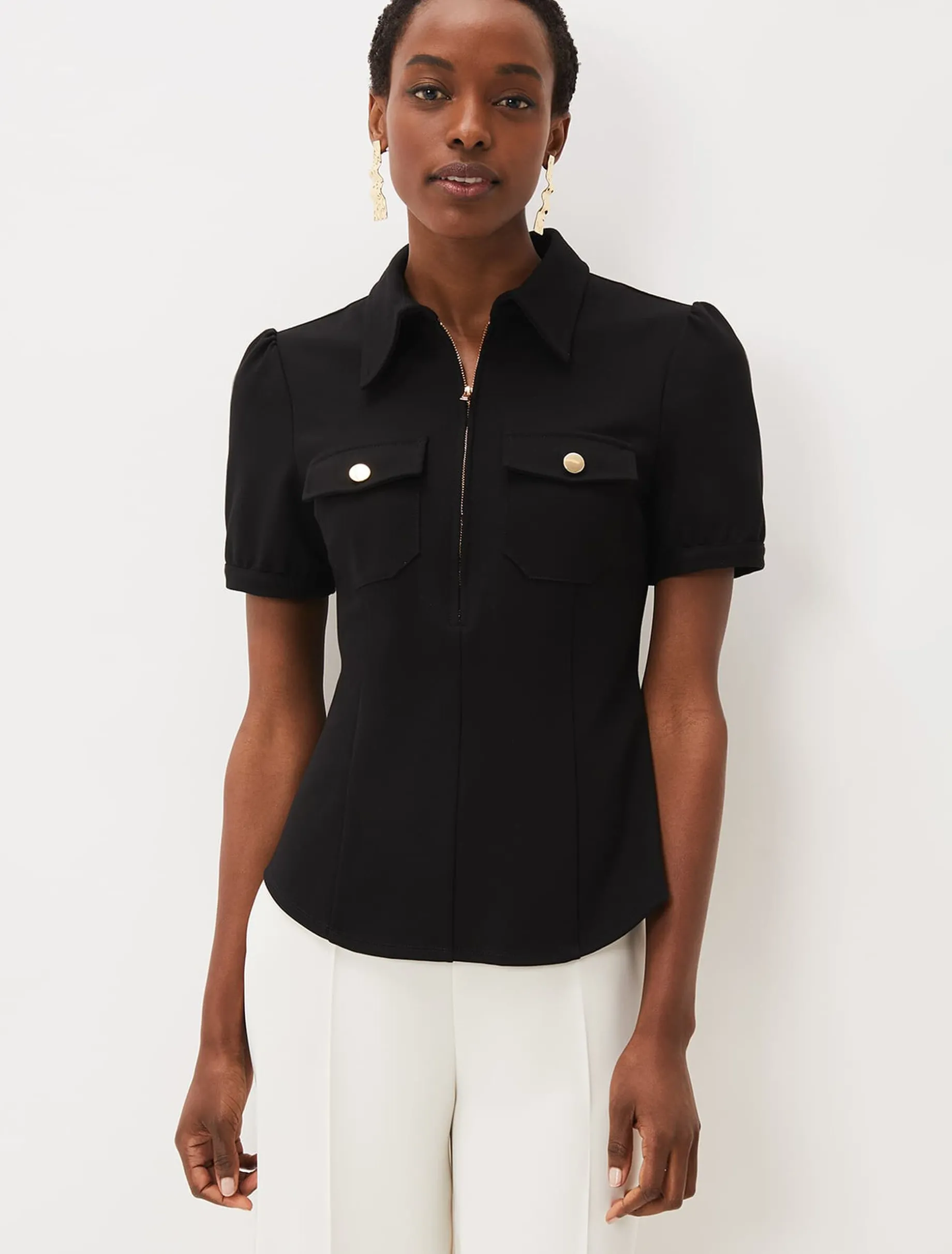 Shaden Zip Front Ponte Top