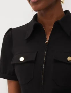 Shaden Zip Front Ponte Top